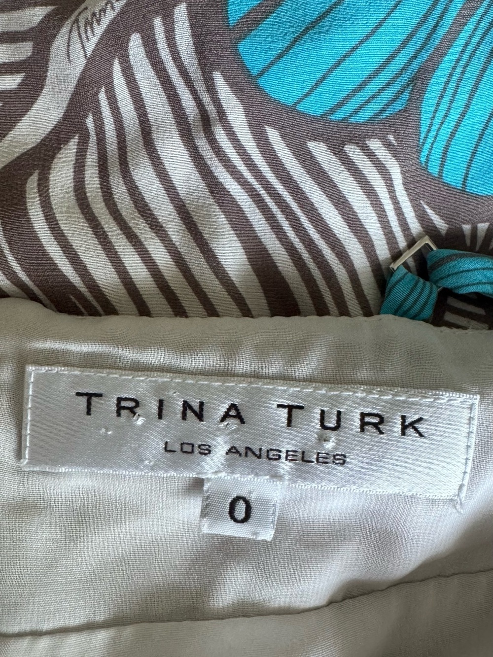 Trina Turk 100% Silk Blue and Gray Floral Maxi Dress Size 0 Summer Beach Coastal - Picture 8 of 9